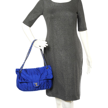 Chanel Nylon Vertical Quilted Jumbo Flap Cobalt Blue 3 of 9