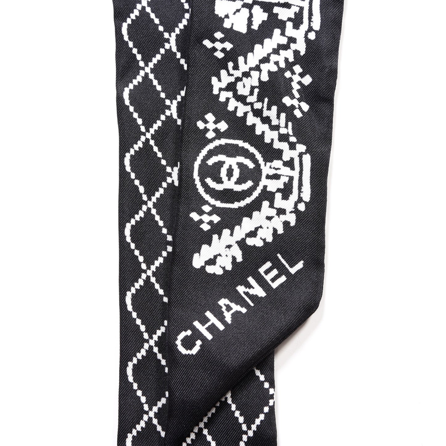 Silk CC Slim Bandeau Scarf Black