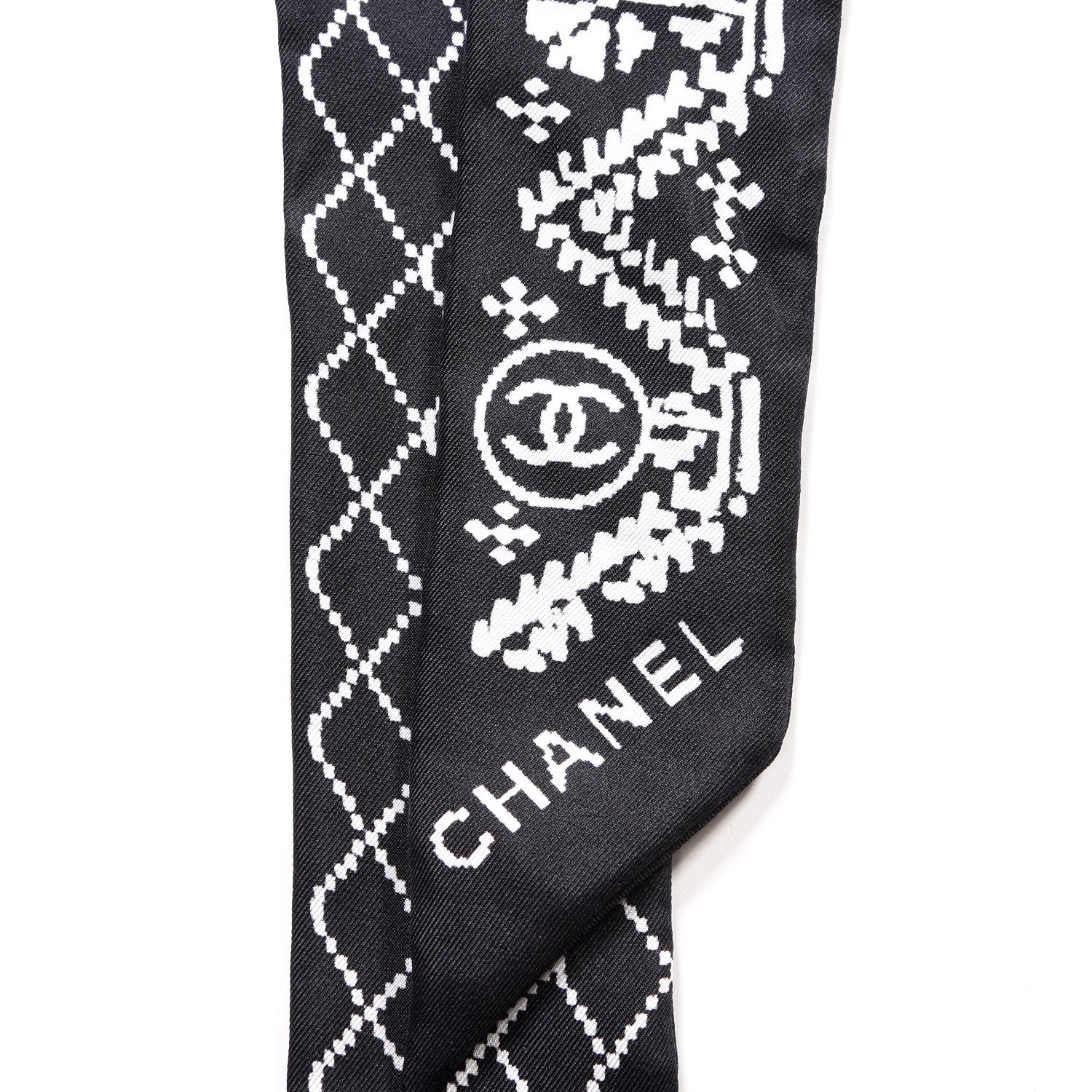 Chanel Silk CC Slim Bandeau Scarf Black 2 of 4