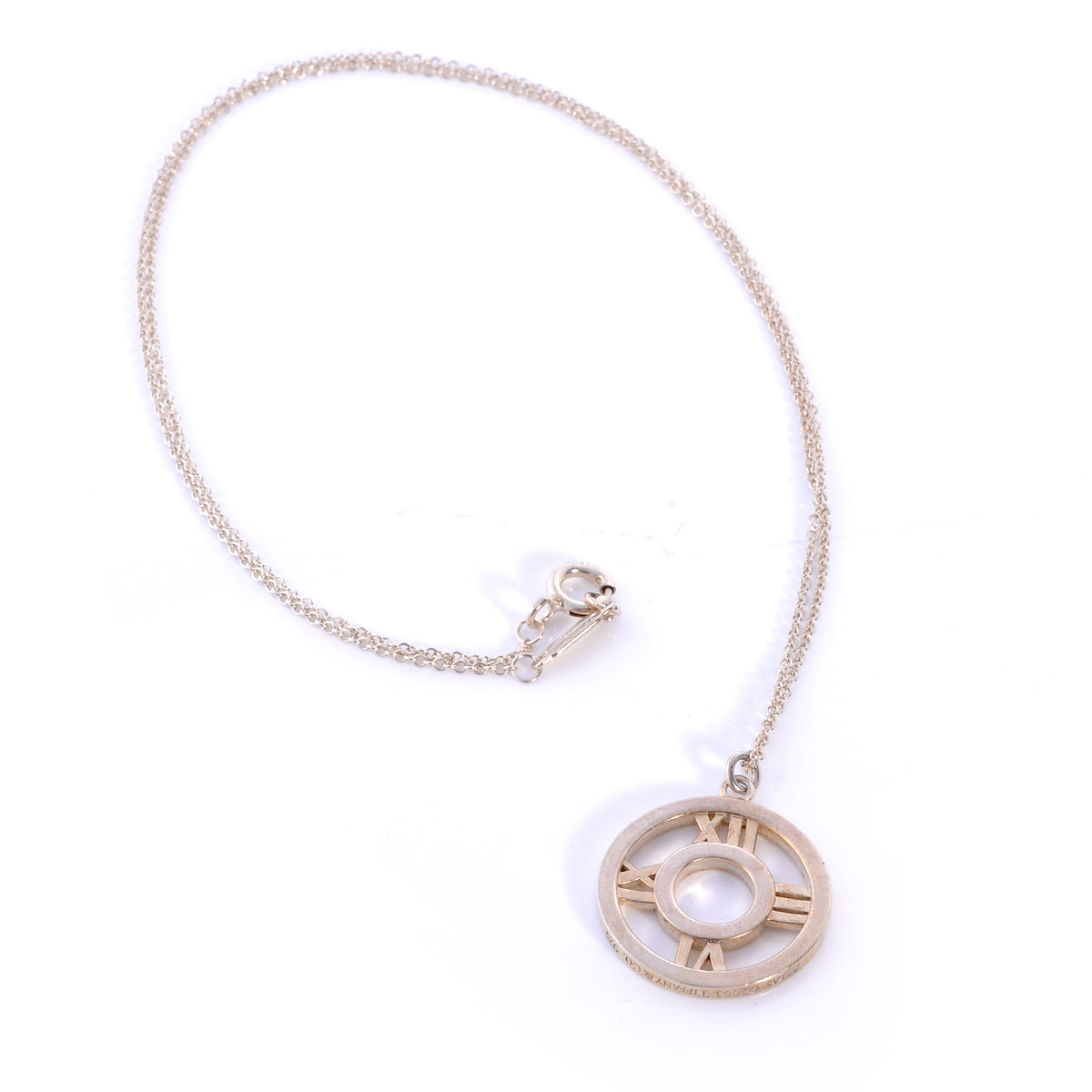 Sterling Silver Round Atlas Pendant Necklace