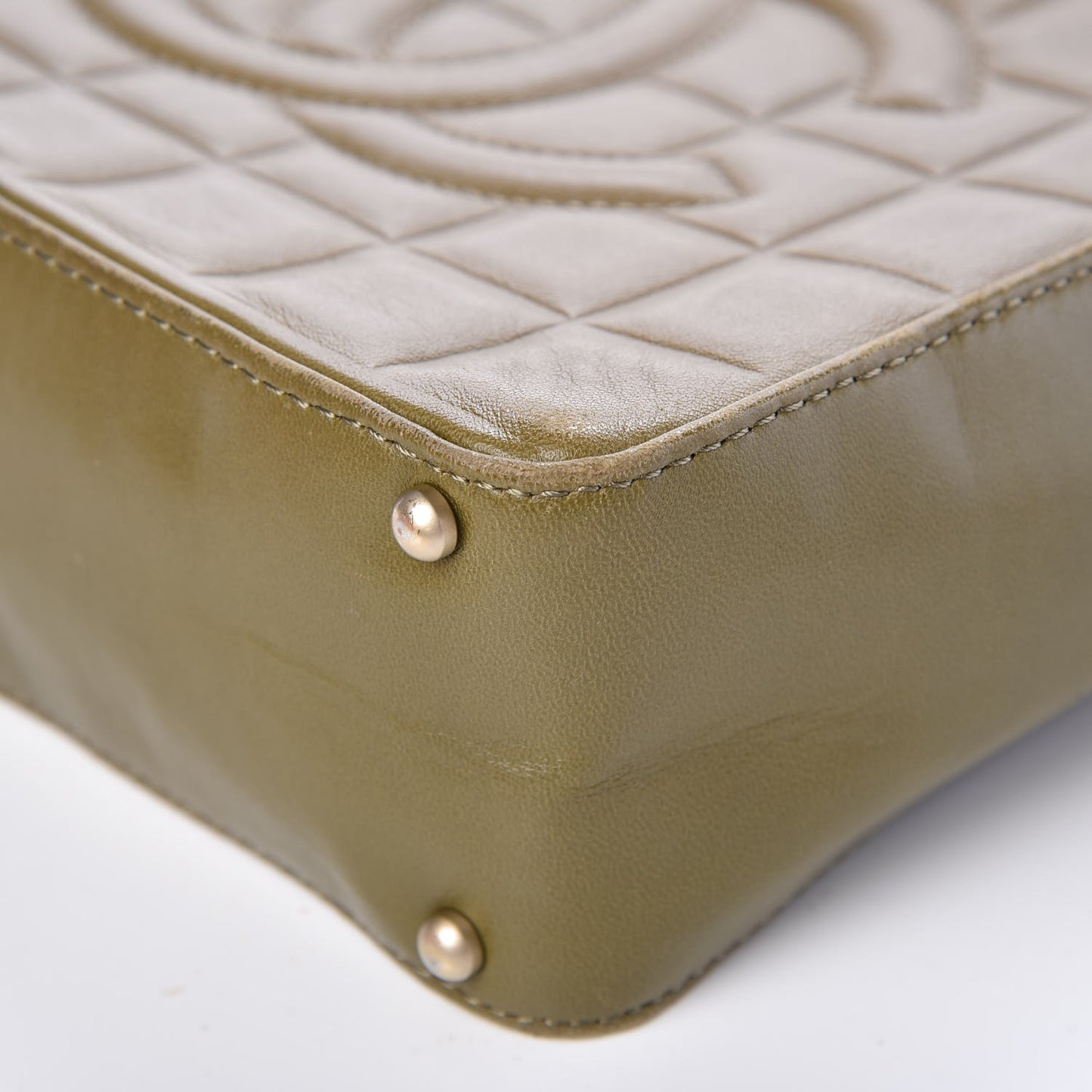 Lambskin Chocolate Bar Quilted Small Shoulder Bag Khaki