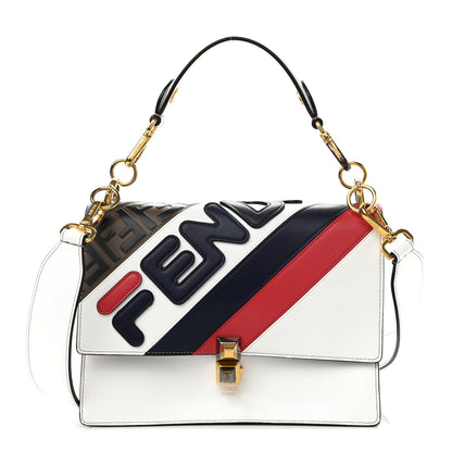 Fendi X FILA Vitello Liberty Mania Bi-Color FF 1974 Embossed Kan I Shoulder Bag White Nebula Multicolor 1 of 12