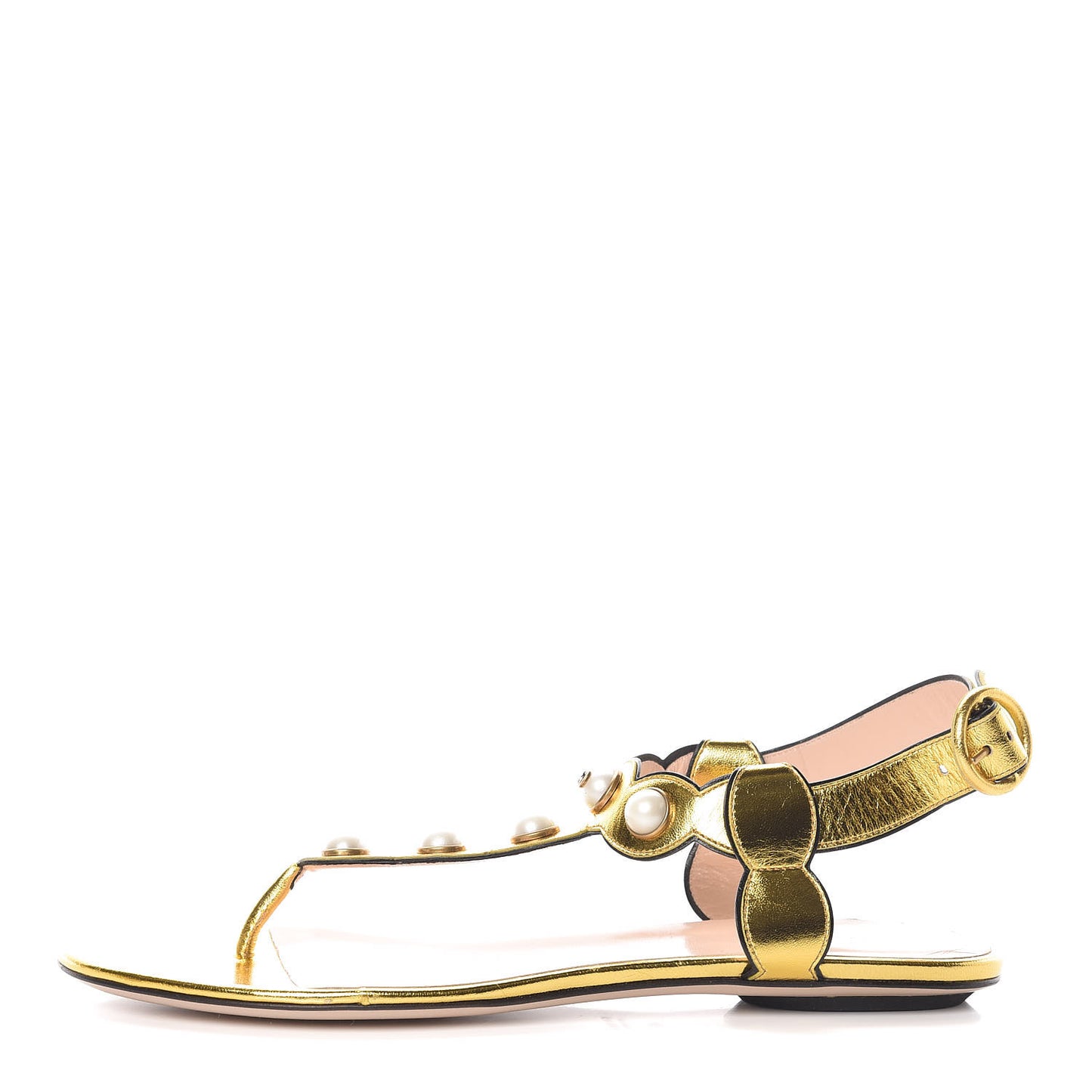Metallic Nappa Willow Pearl Thong Sandals 40 Gold