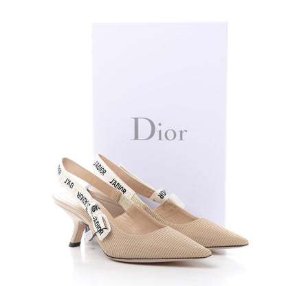 Christian Dior Technical Canvas Ribbon J Adior Slingback 65mm Pumps 35 Powder Nude 10 of 10