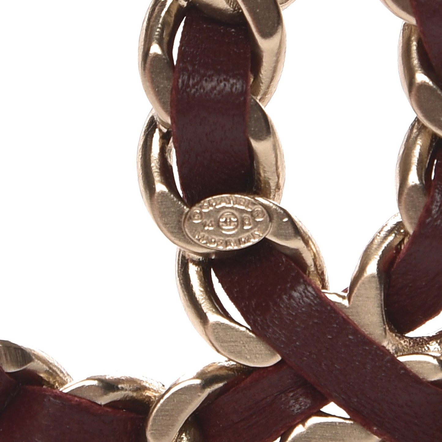 Lambskin Chain CC Brooch Burgundy