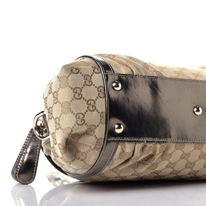 Gucci Monogram Large Pop Bamboo Top Handle Tote Pewter 8 of 11