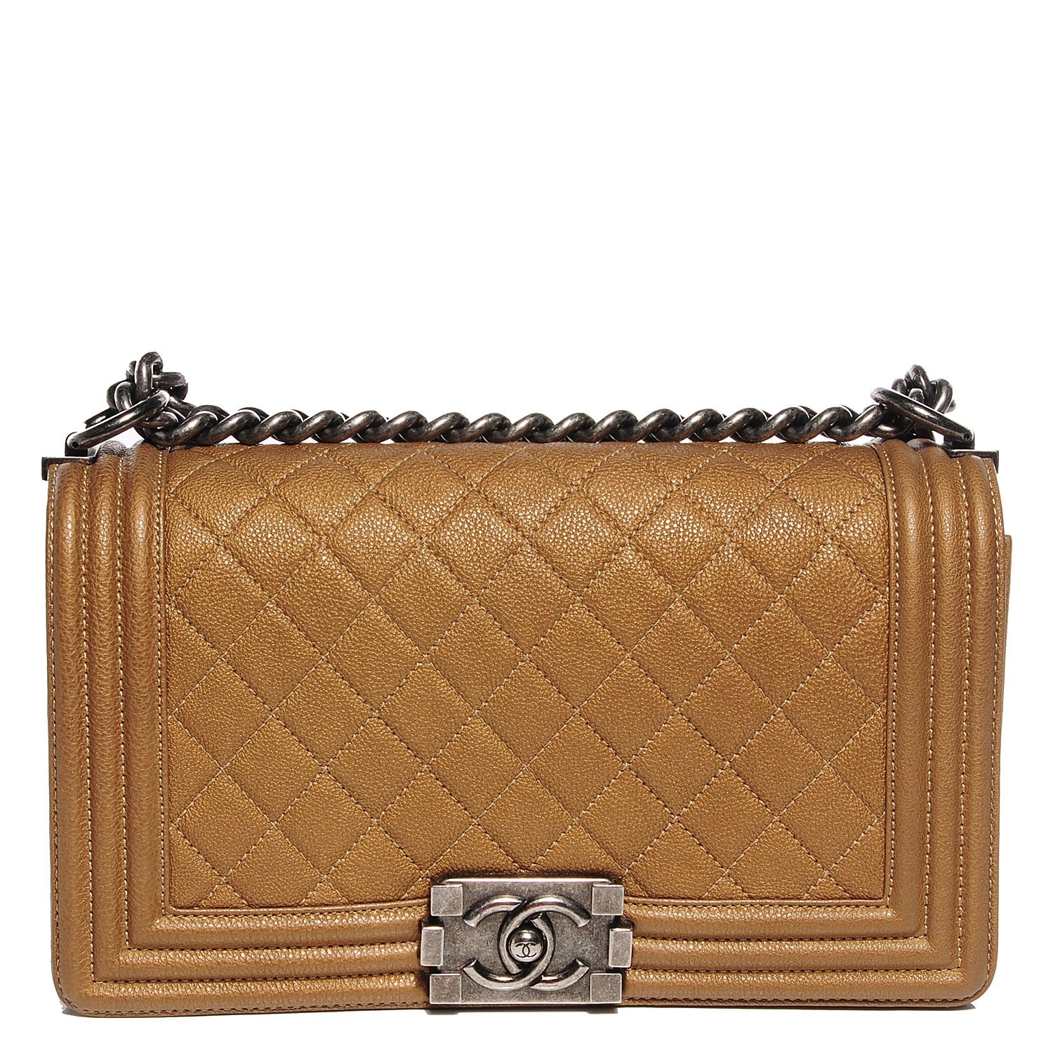 Chanel Metallic Calfskin Quilted Medium Boy Flap Dark Gold 1 of 7