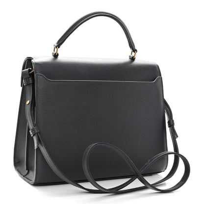 Saint Laurent Grain de Poudre Medium Classic Monogram Cassandra Top Handle Dark Smog 2 of 8