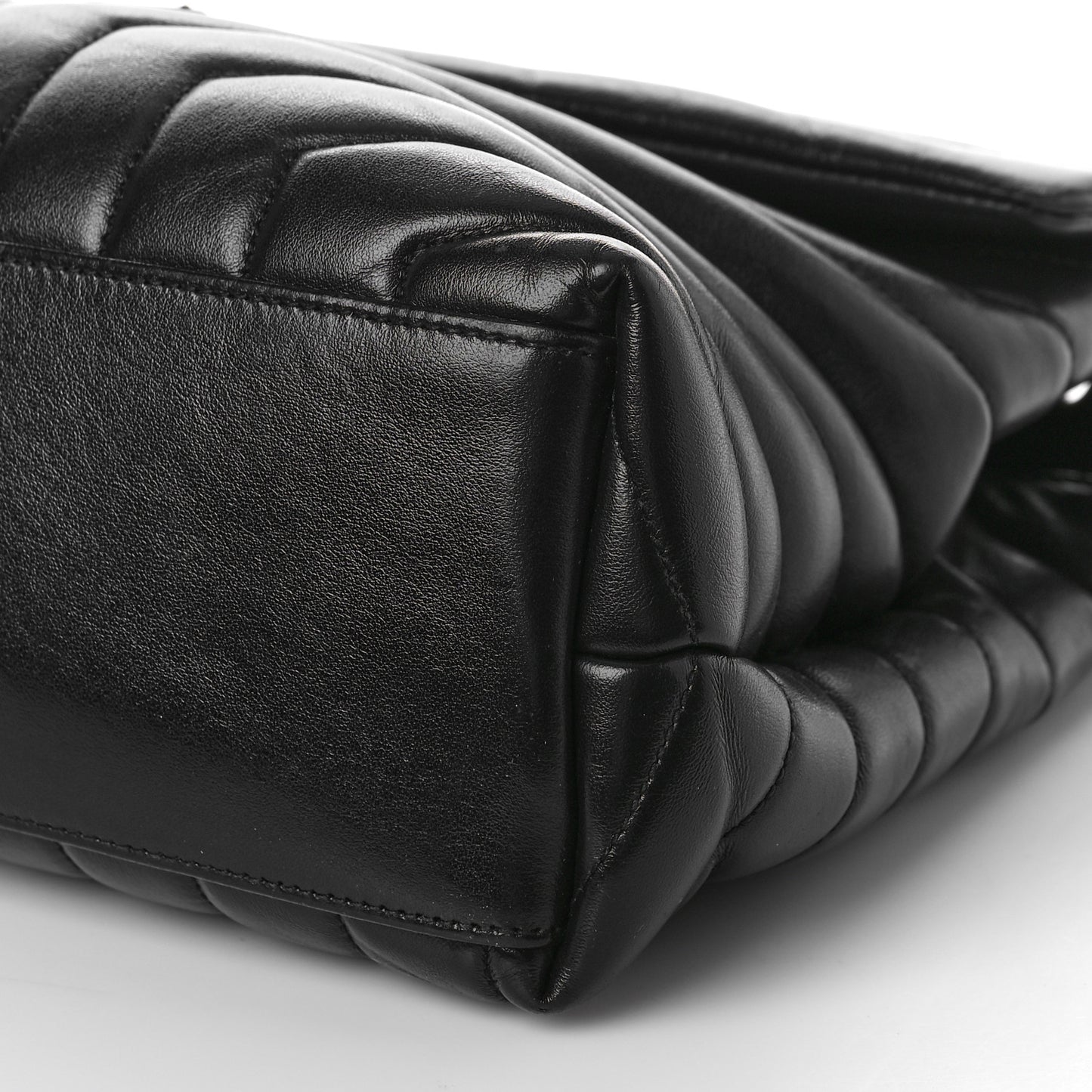 Calfskin Y Quilted Monogram Monochrome Medium Loulou Chain Satchel Black