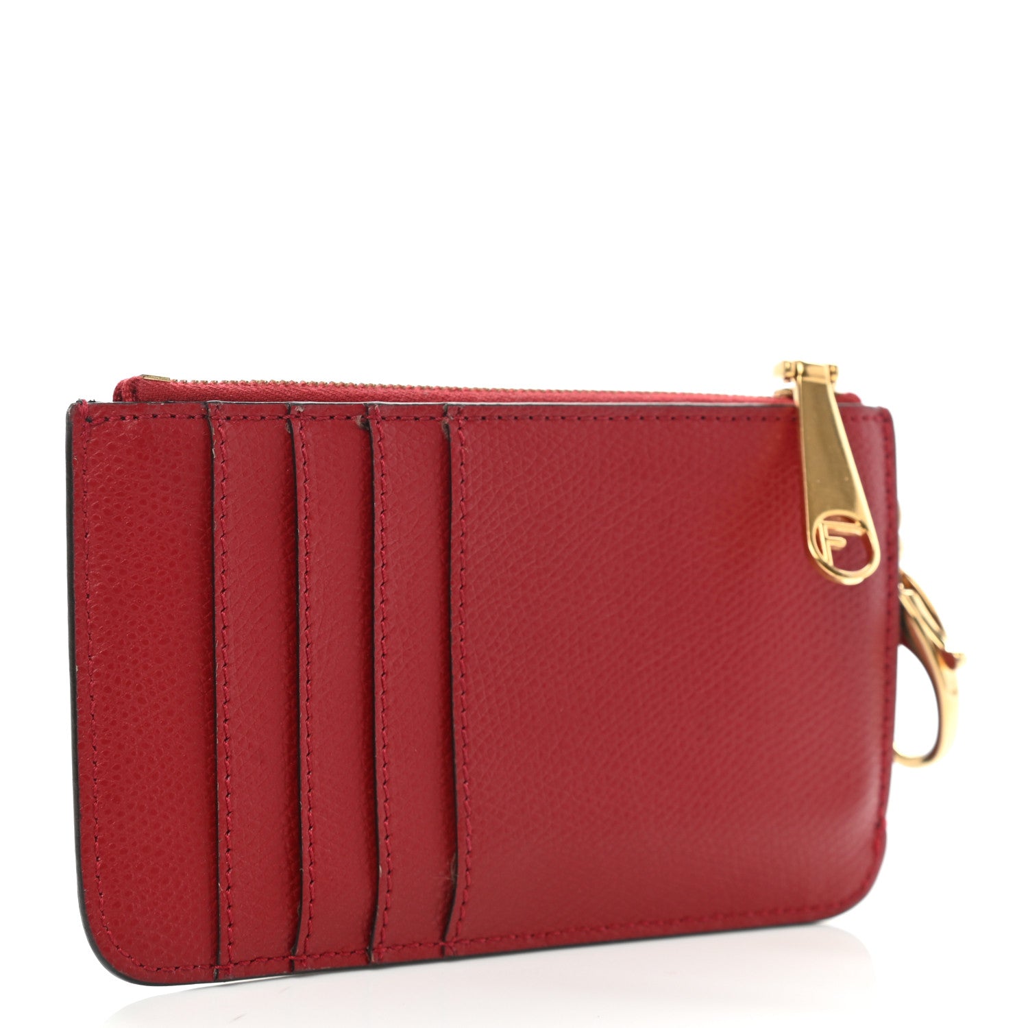 Fendi Vitello Cruise F is Fendi Bi-Color FF 1974 Embossed Key Case Pouch Maya Black Fragola 3 of 10