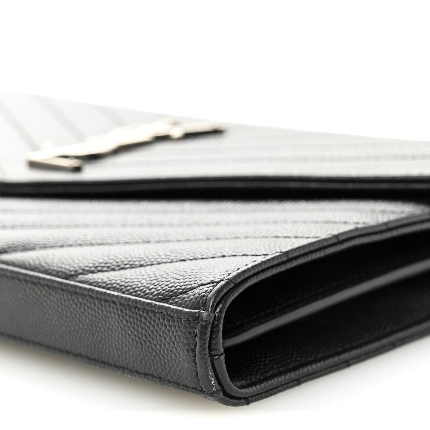 Grain De Poudre Matelasse Chevron Monogram Chain Wallet Black