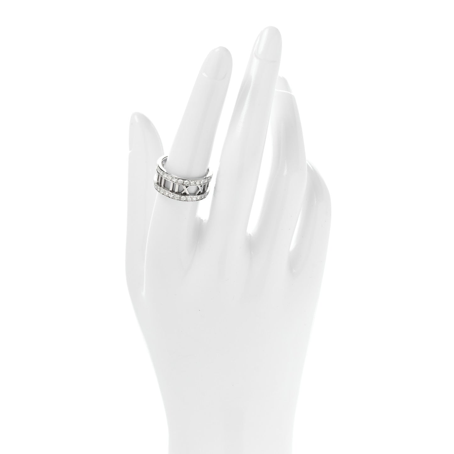 18K White Gold Diamond Wide Atlas Open Ring 54 7