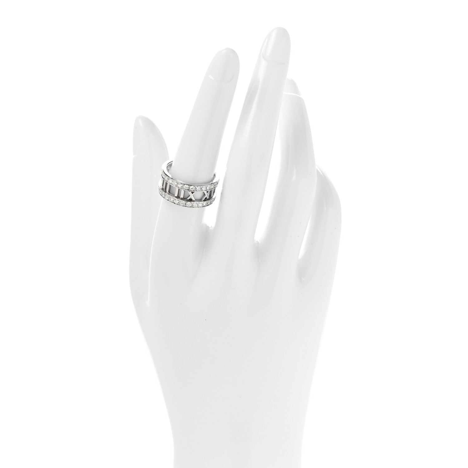 Tiffany 18K White Gold Diamond Wide Atlas Open Ring 54 7 2 of 5