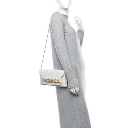 Chanel Calfskin Quilted Enchained Clutch White 3 of 10