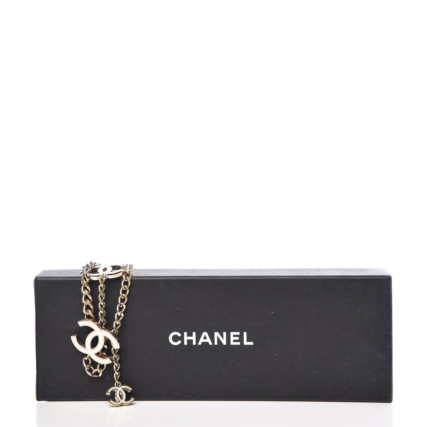 Enamel CC Ceinture Fantai Adjustable Belt Gold White