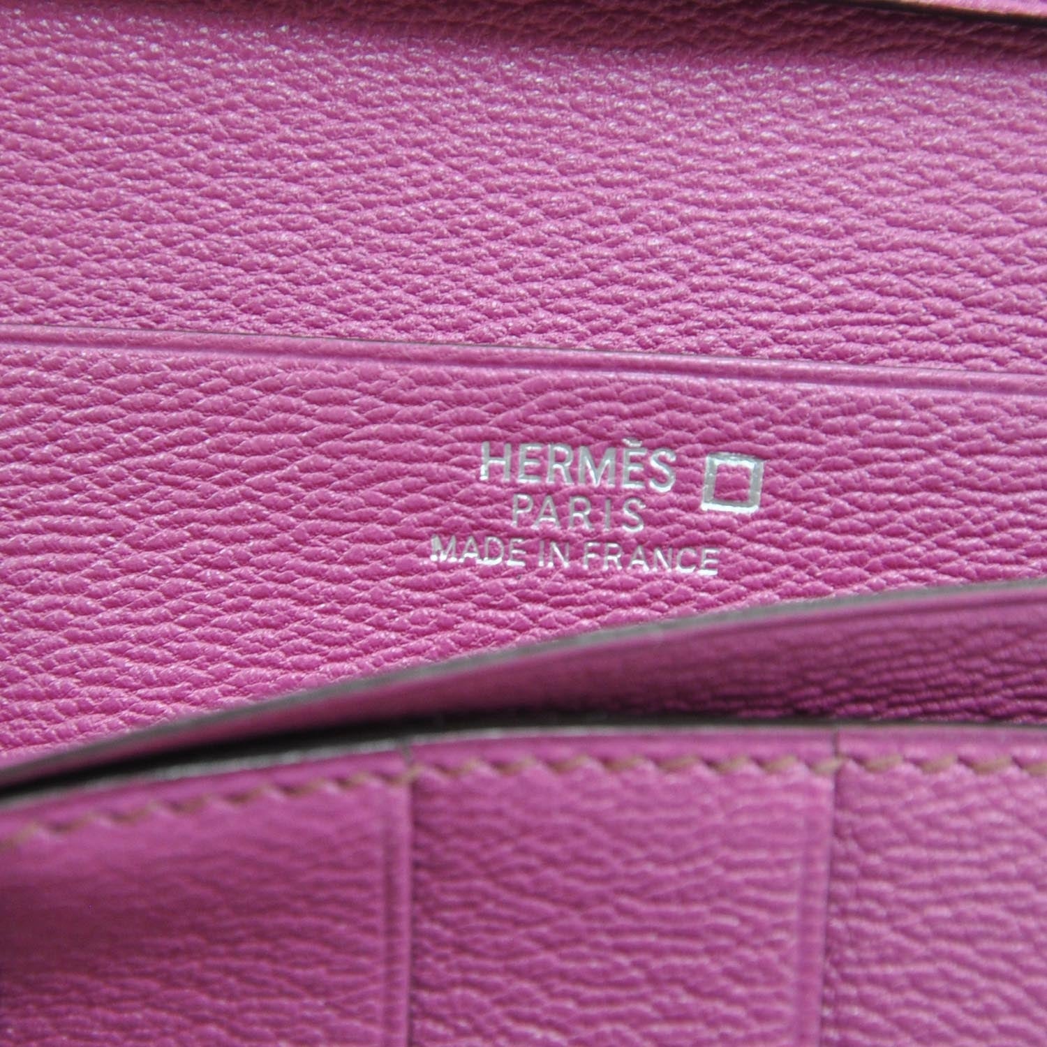 Hermes Shiny Alligator Bearn H Wallet Fuchsia 7 of 10