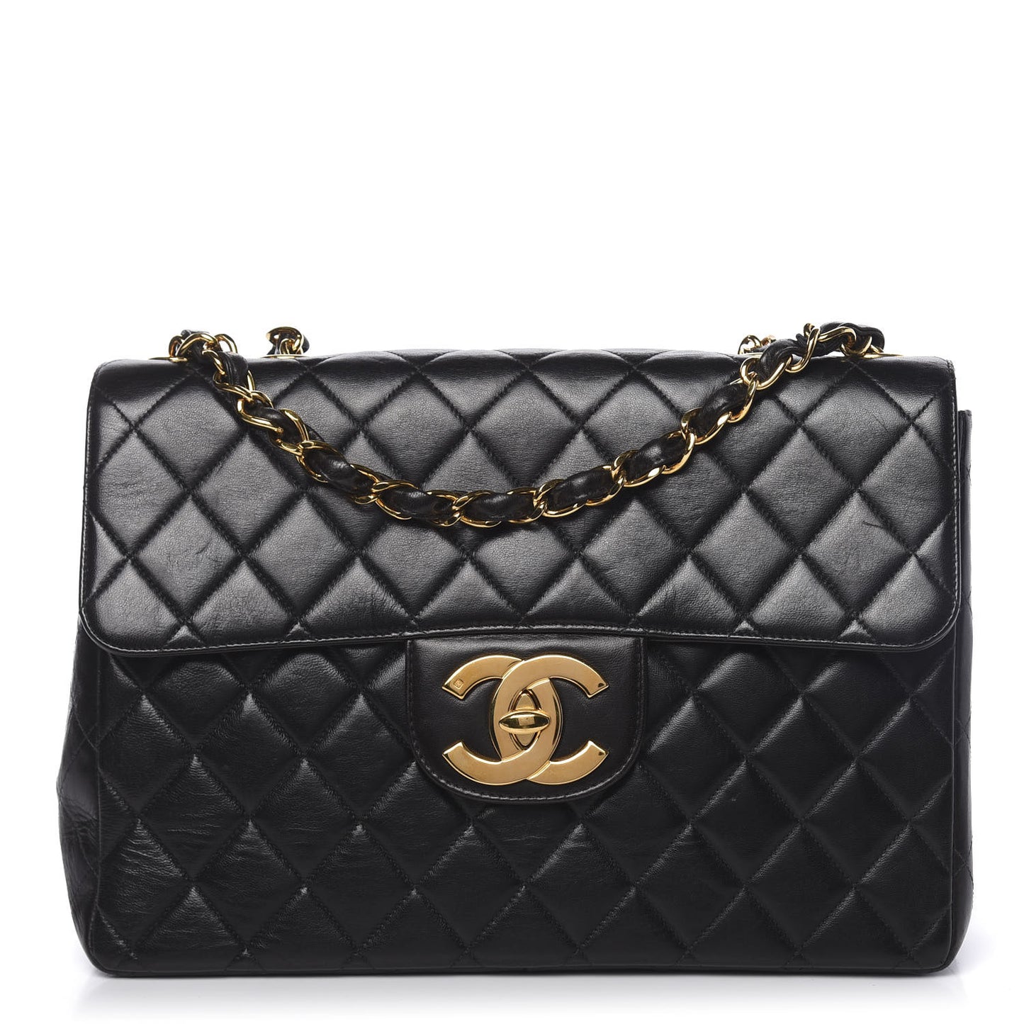 Lambskin Quilted Jumbo Single Flap Black