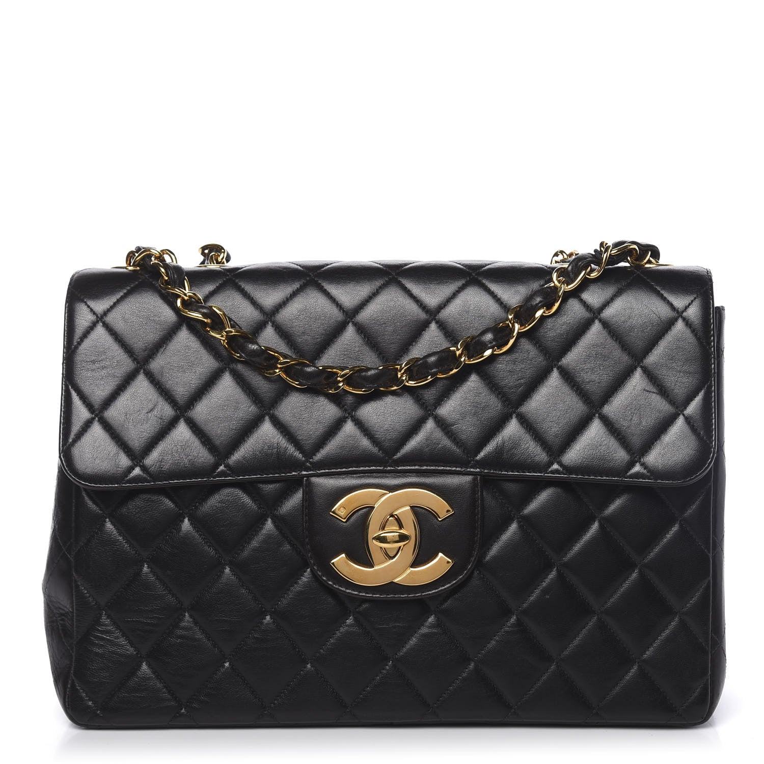 Chanel Lambskin Quilted Jumbo Single Flap Black 1 of 12