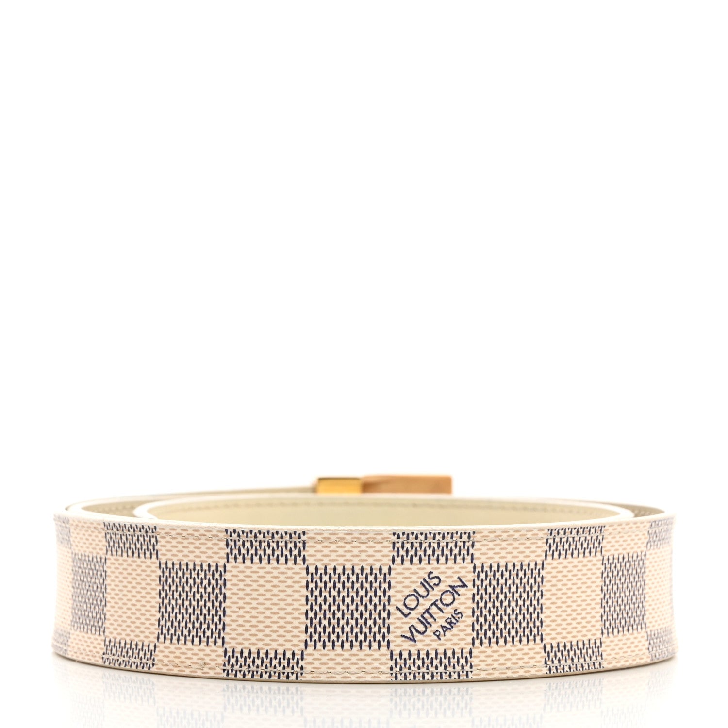 Louis Vuitton Damier Azur LV Paris Buckle Belt 80 32 Gold 2 of 5