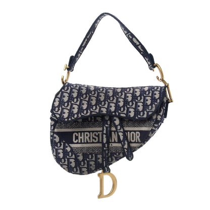 Christian Dior Oblique Embroidered Saddle Bag Blue 1 of 10
