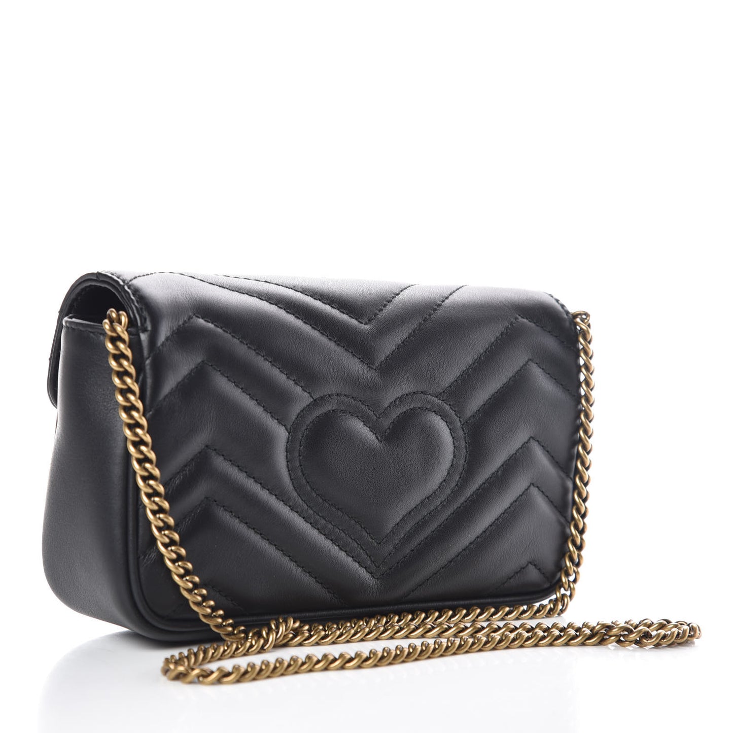 Calfskin Matelasse Super Mini GG Marmont Shoulder Bag Black