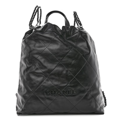 Chanel Shiny Calfskin Quilted Chanel 22 Backpack So Black 1 of 10