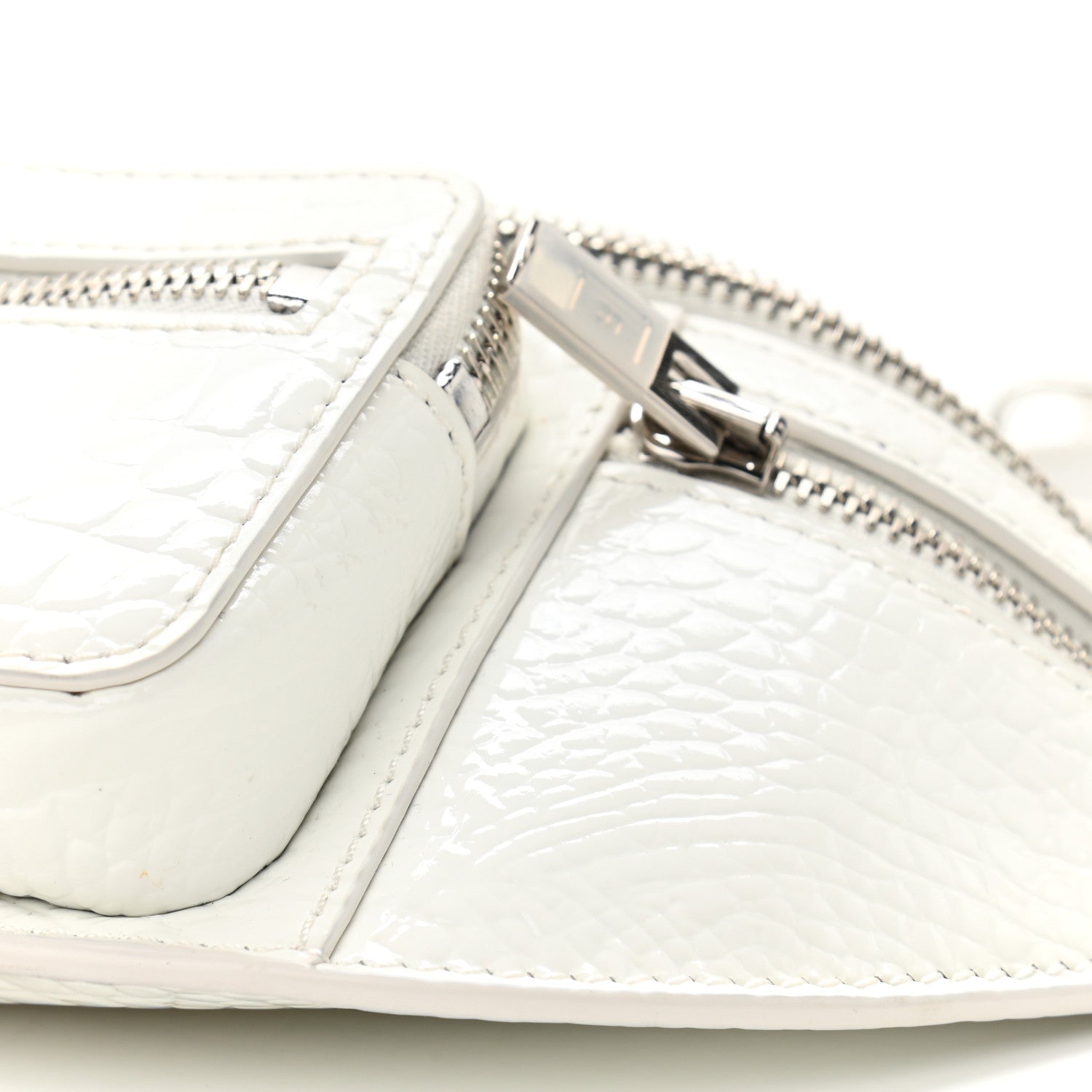 Alexander Wang Crocodile Embossed Patent Mini Top Handle Attica Belt Bag White 10 of 11