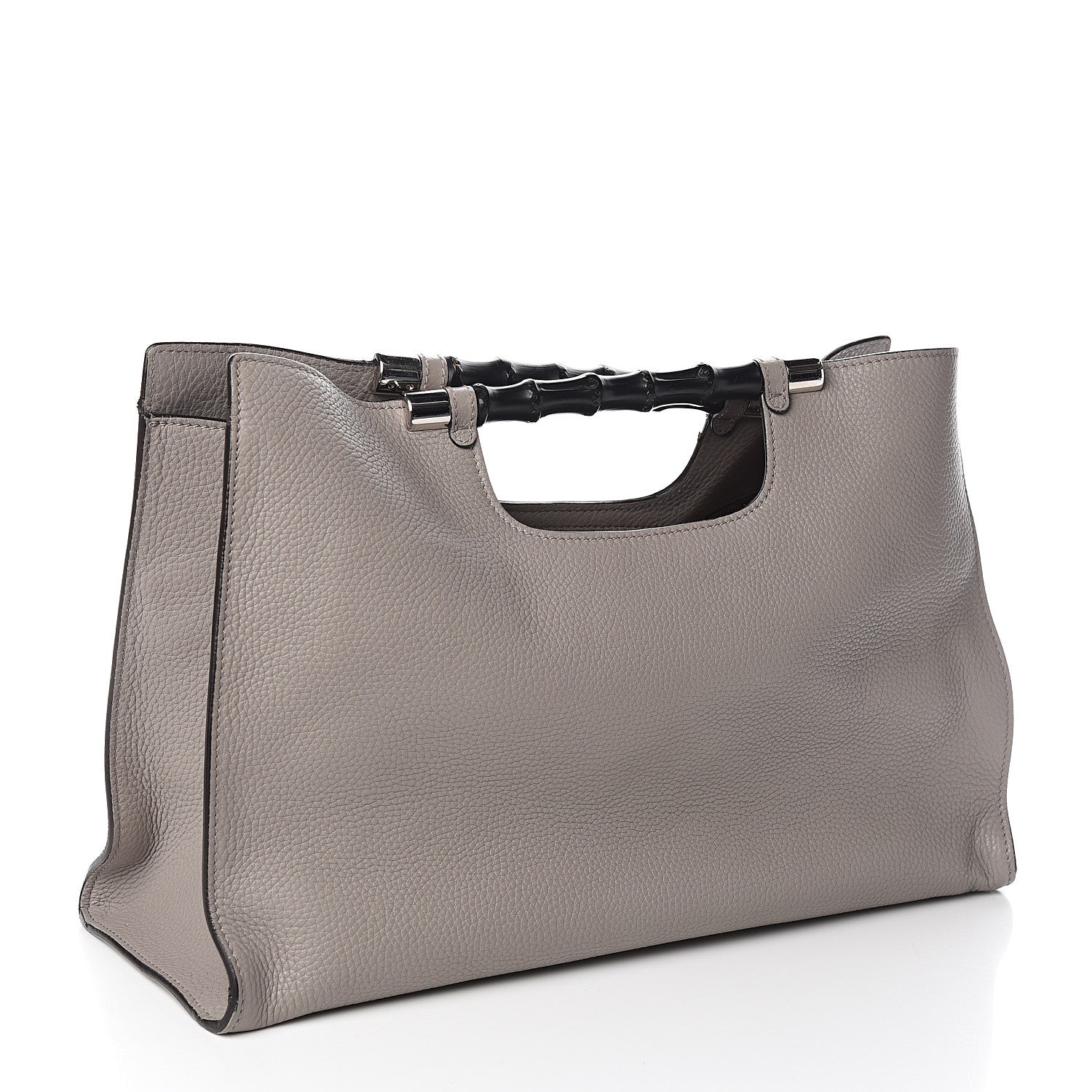 Gucci Calfskin Medium Bamboo Shopper Light Grey 2 of 10