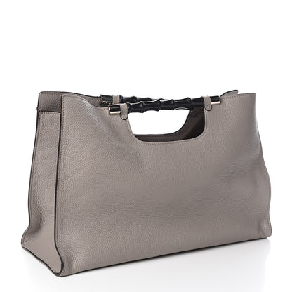 Gucci Calfskin Medium Bamboo Shopper Light Grey 2 of 10