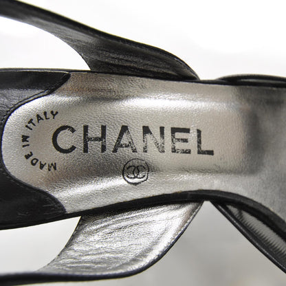 Chanel Satin and Mesh CC Heels 40 Black 6 of 7