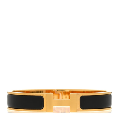 Hermes Matte Enamel Narrow Clic Clac HH Bracelet T5 Black 1 of 5