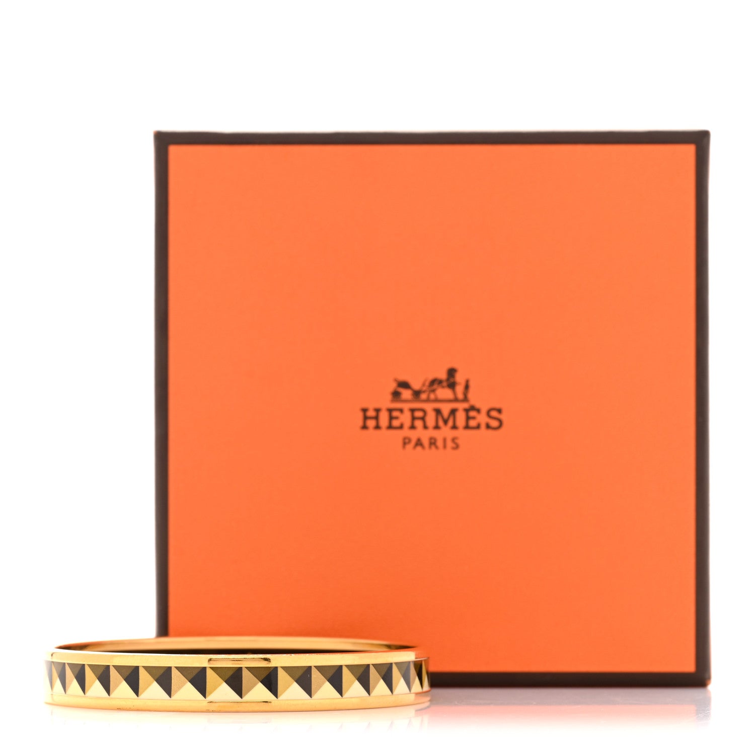 Hermes Enamel Printed Narrow Clous en Trompe l'Oeil Bracelet 65 6 of 6