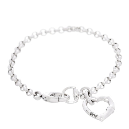 Gucci Sterling Silver Bamboo Heart Charm Bracelet 1 of 4