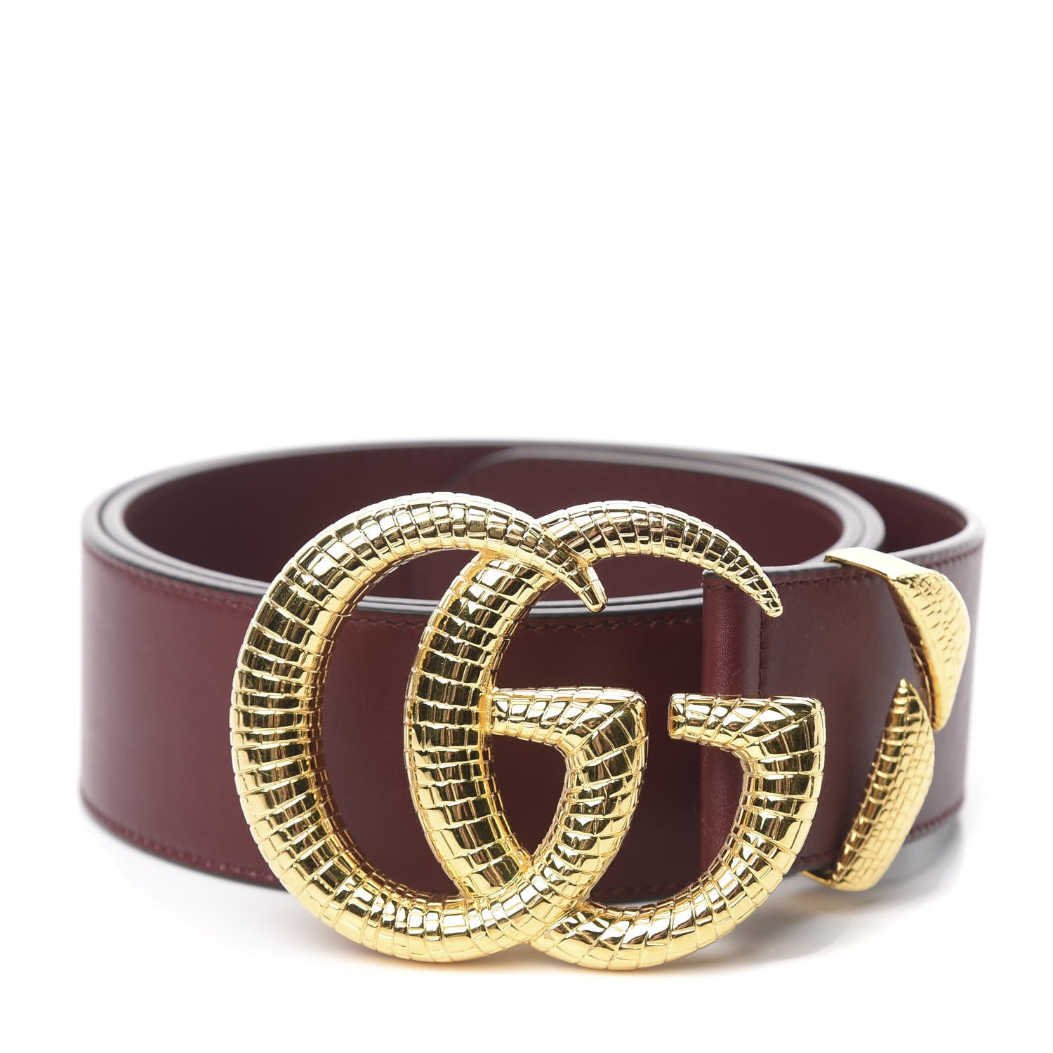 Gucci Calfskin Lizard Double G 50mm Belt 100 40 Vintage Bordeaux 1 of 5