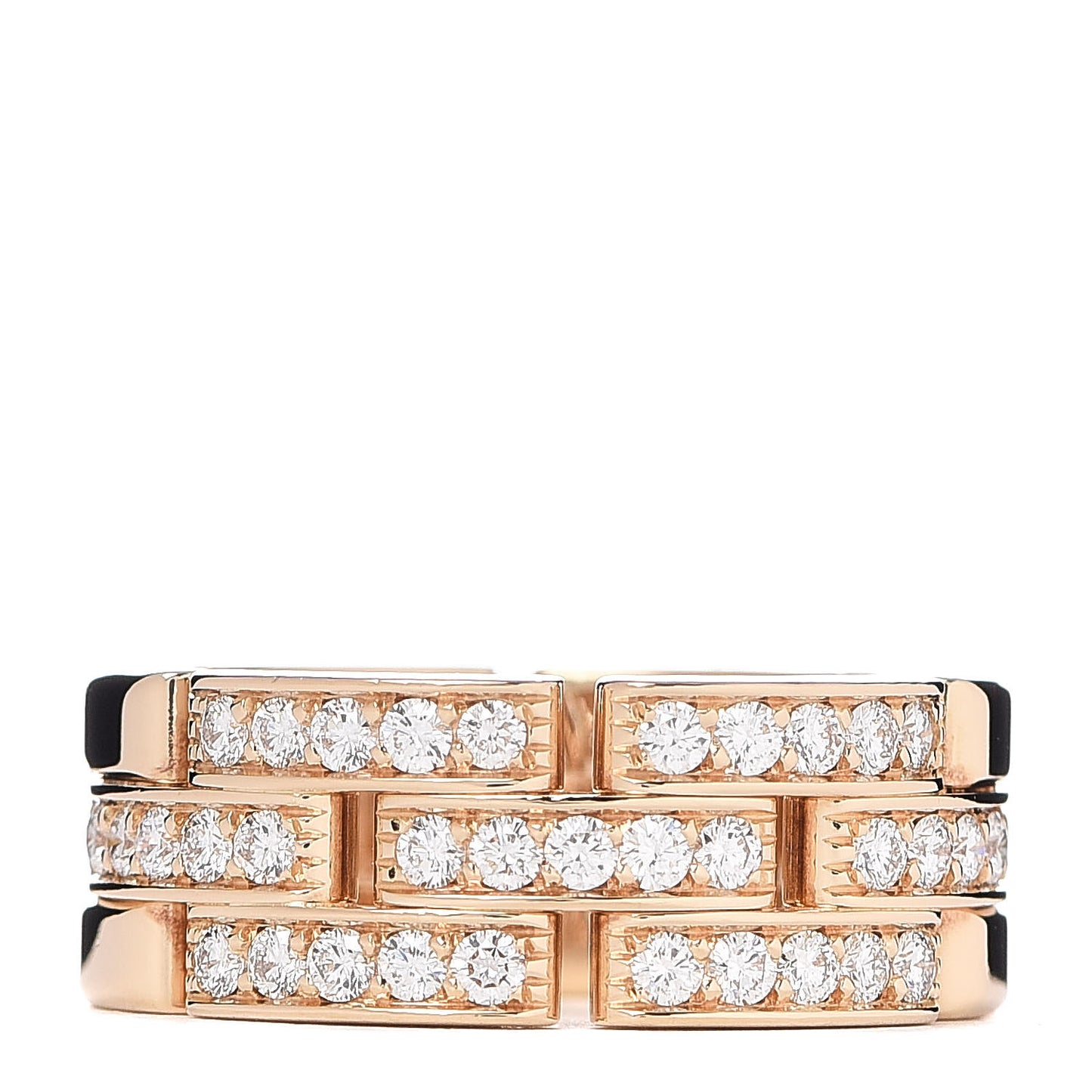 18K Yellow Gold Diamond Maillon Panthere 3 Half Rows Paved Ring 54 6.75