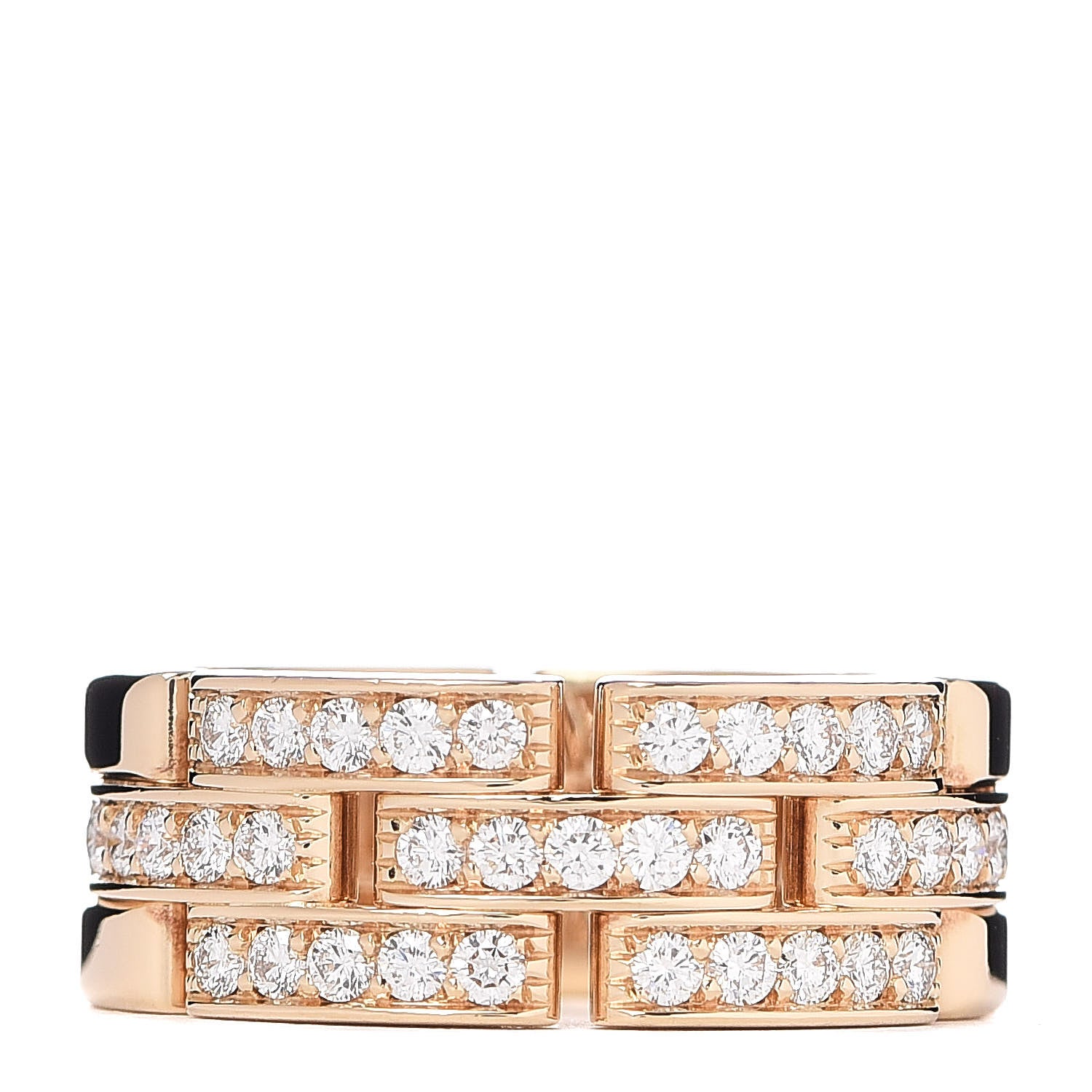 Cartier 18K Yellow Gold Diamond Maillon Panthere 3 Half Rows Paved Ring 54 6.75 1 of 4