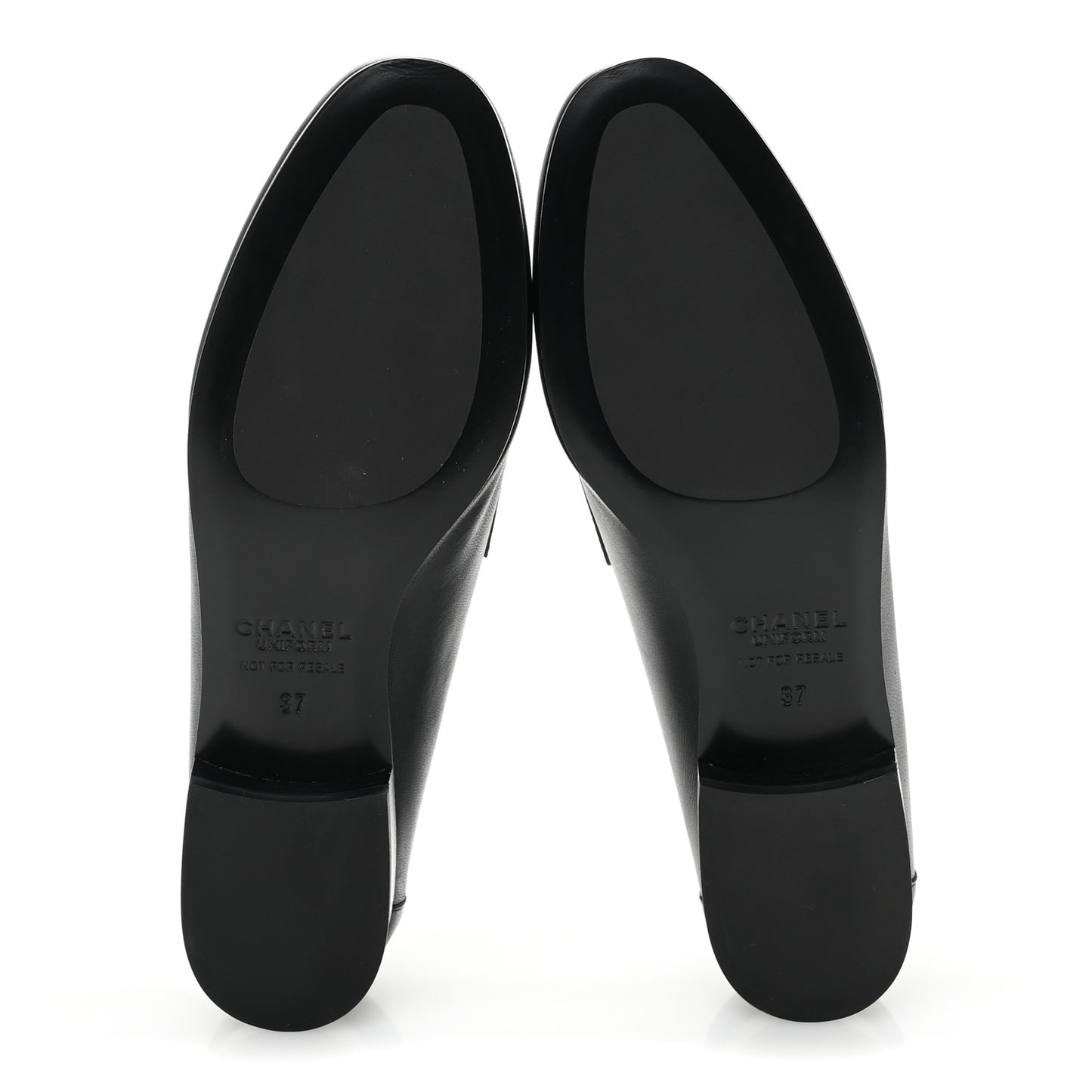 Calfskin Womens Stitched CC Loafers 37 Black