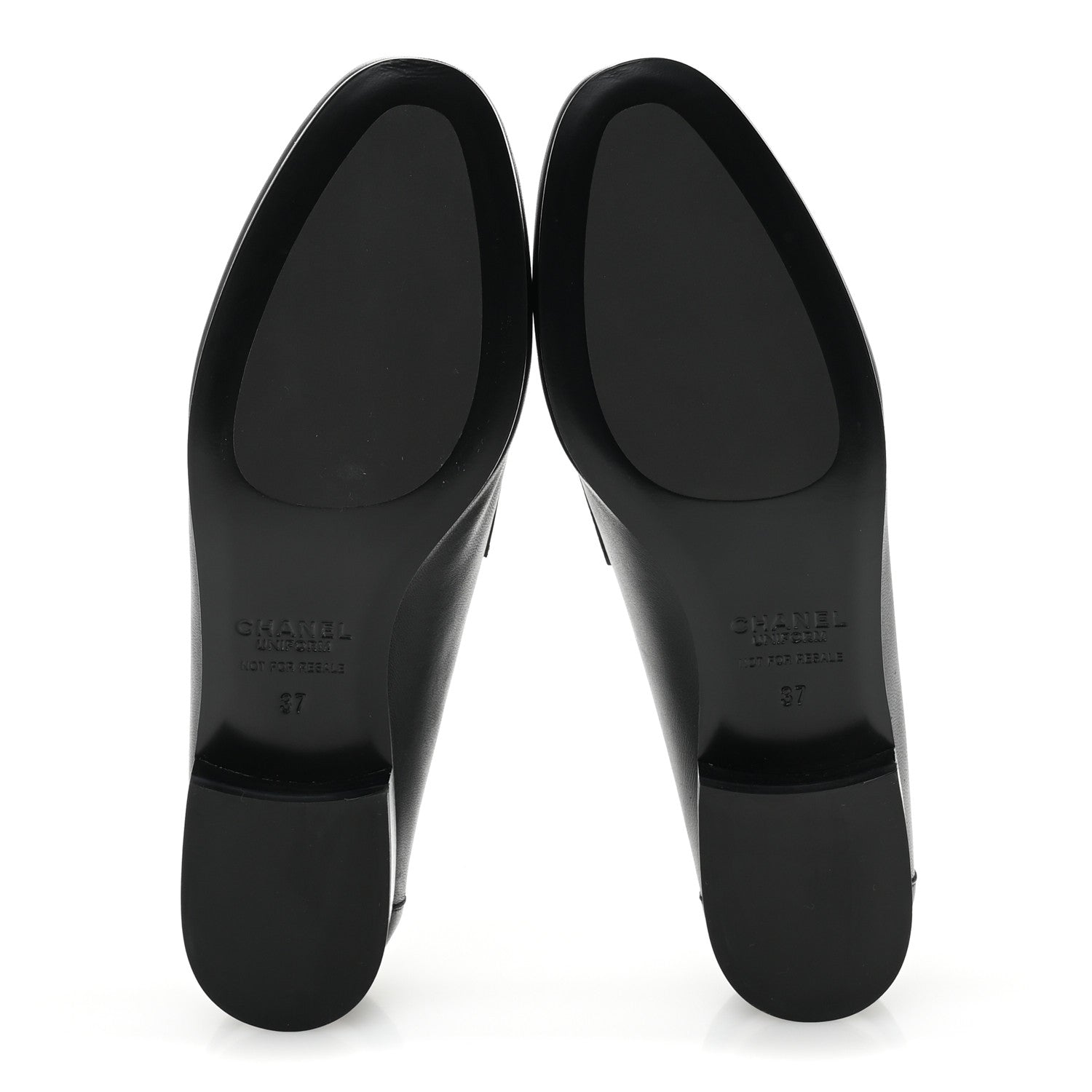 Chanel Calfskin Womens Stitched CC Loafers 37 Black 6 of 9