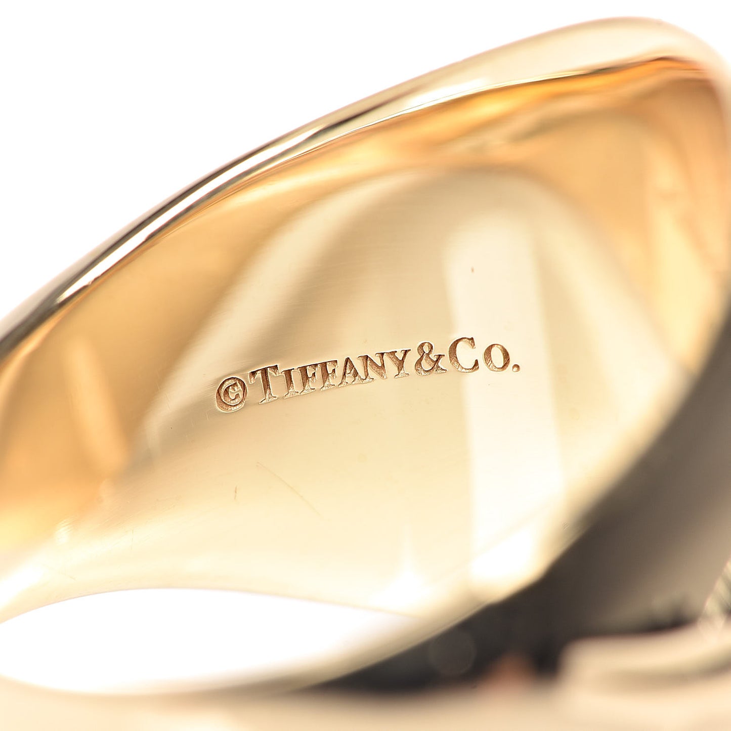 18K Yellow Gold Oval Signet Ring 54 6.75