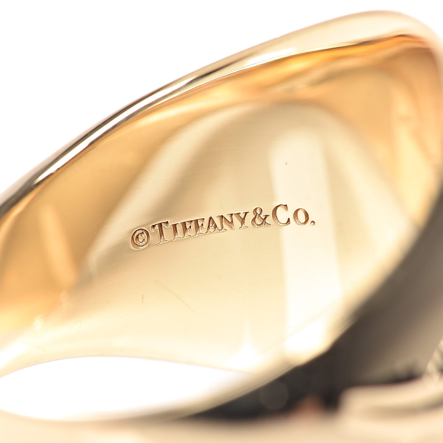 Tiffany 18K Yellow Gold Oval Signet Ring 54 6.75 5 of 6
