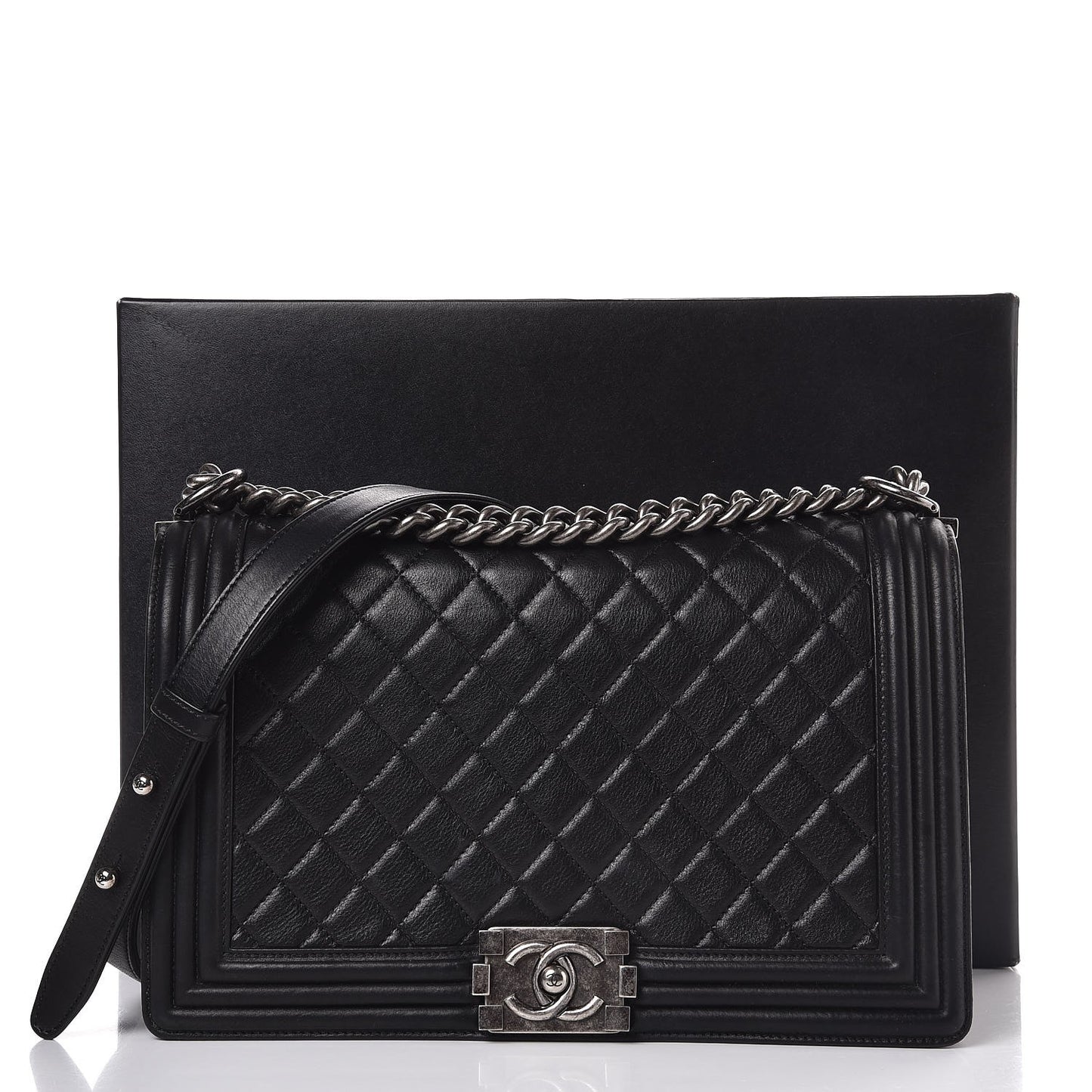 Calfskin Quilted New Medium Boy Flap Black