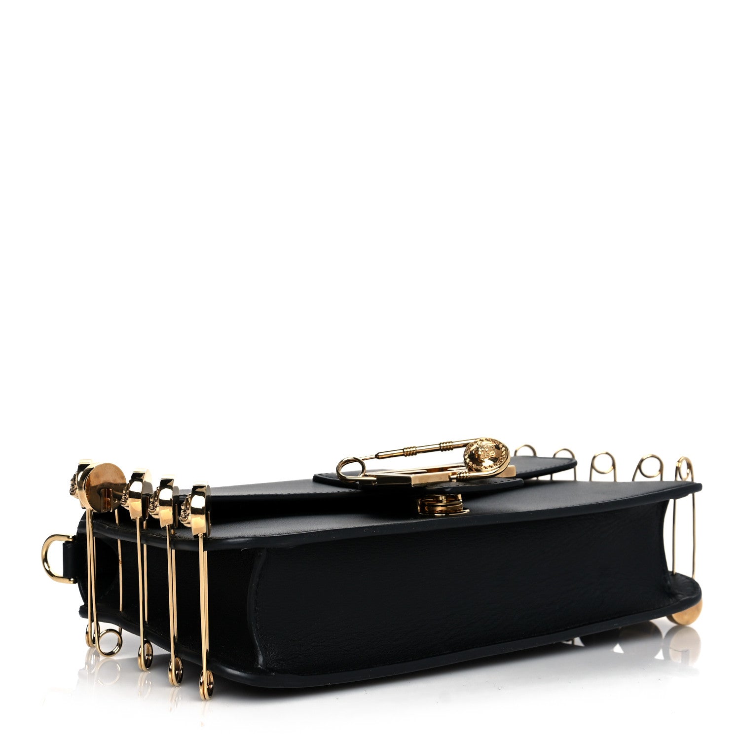 Fendi X VERSACE Vitello Seta Fendace Brooch Baguette Black 3 of 8