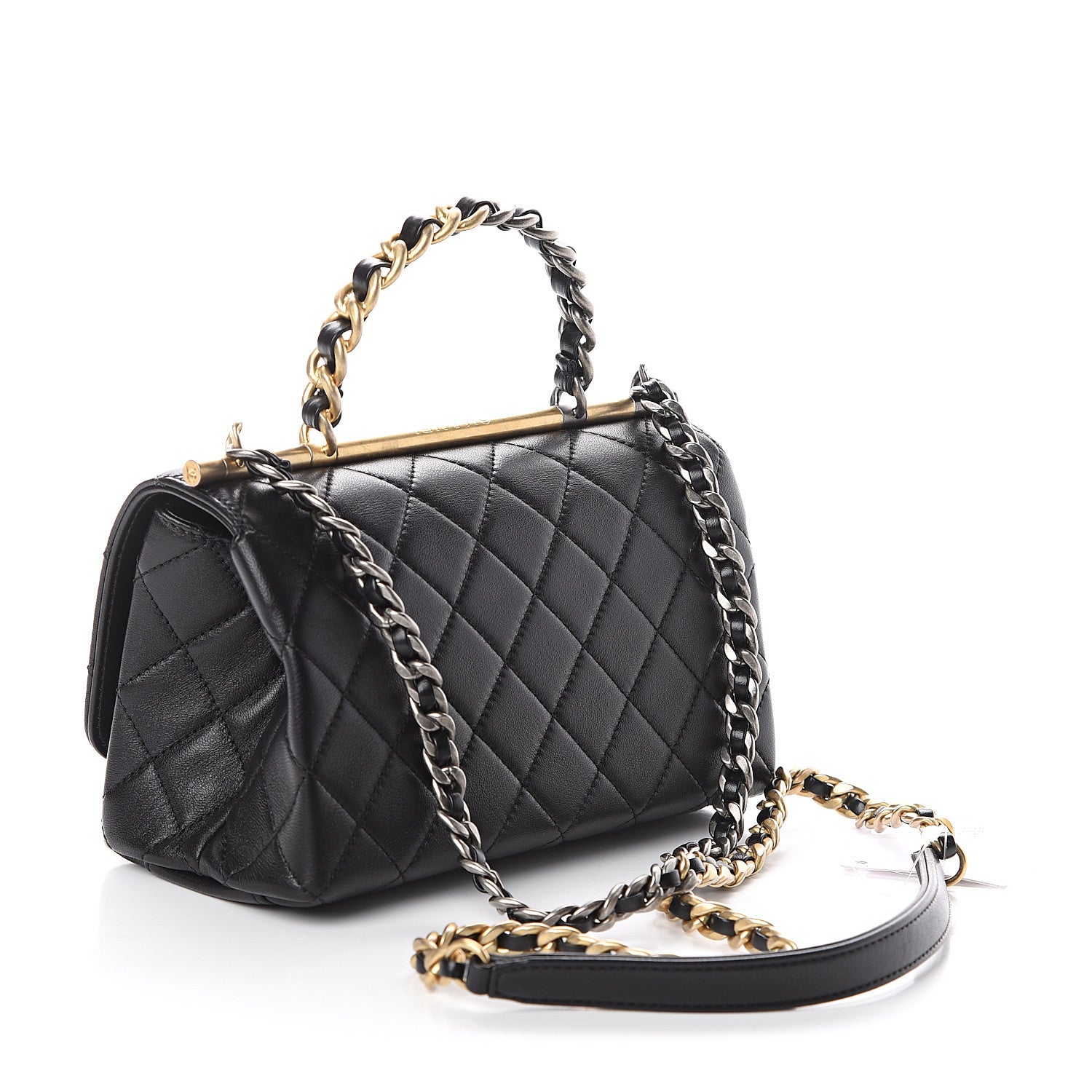 Chanel Lambskin Quilted La Parisienne Top Handle Flap Black 2 of 8