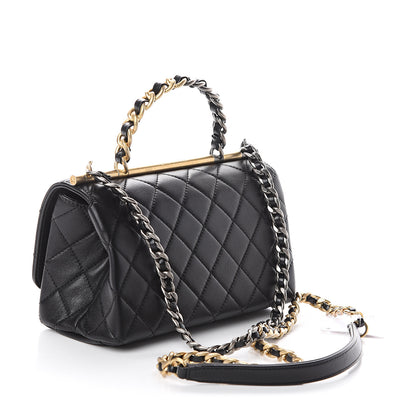 Chanel Lambskin Quilted La Parisienne Top Handle Flap Black 2 of 8