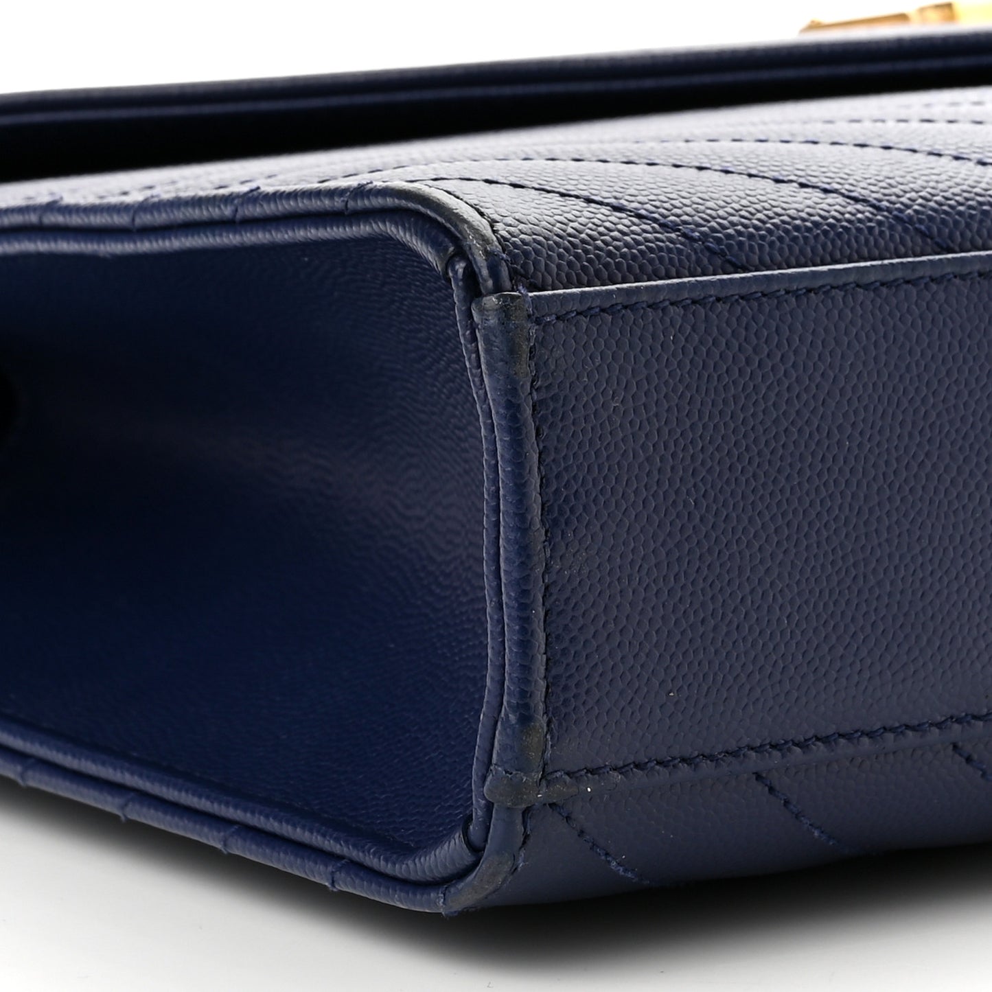 Grain De Poudre Matelasse Chevron Large Monogram Satchel Navy Blue