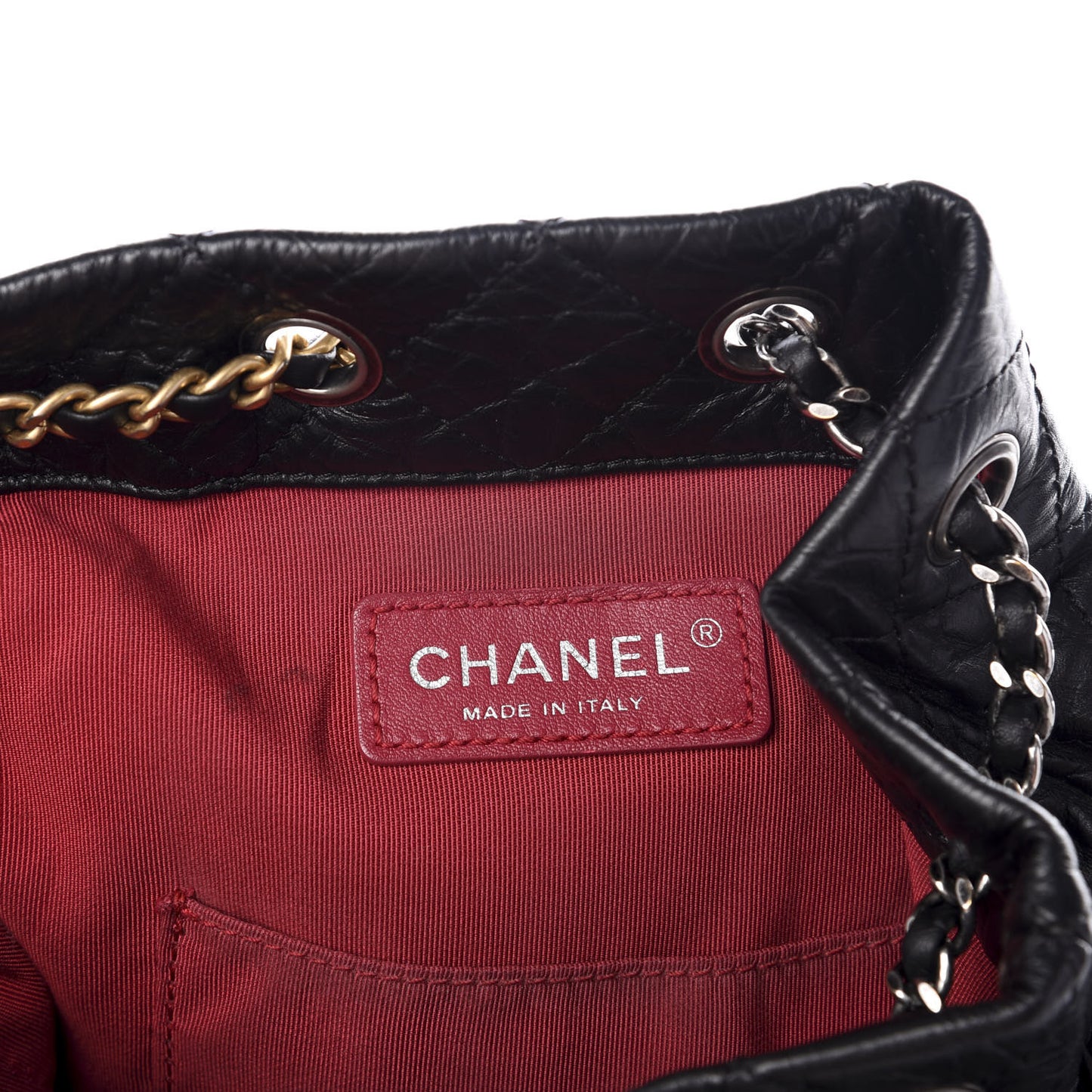 Aged Calfskin Quilted Gabrielle Backpack Black