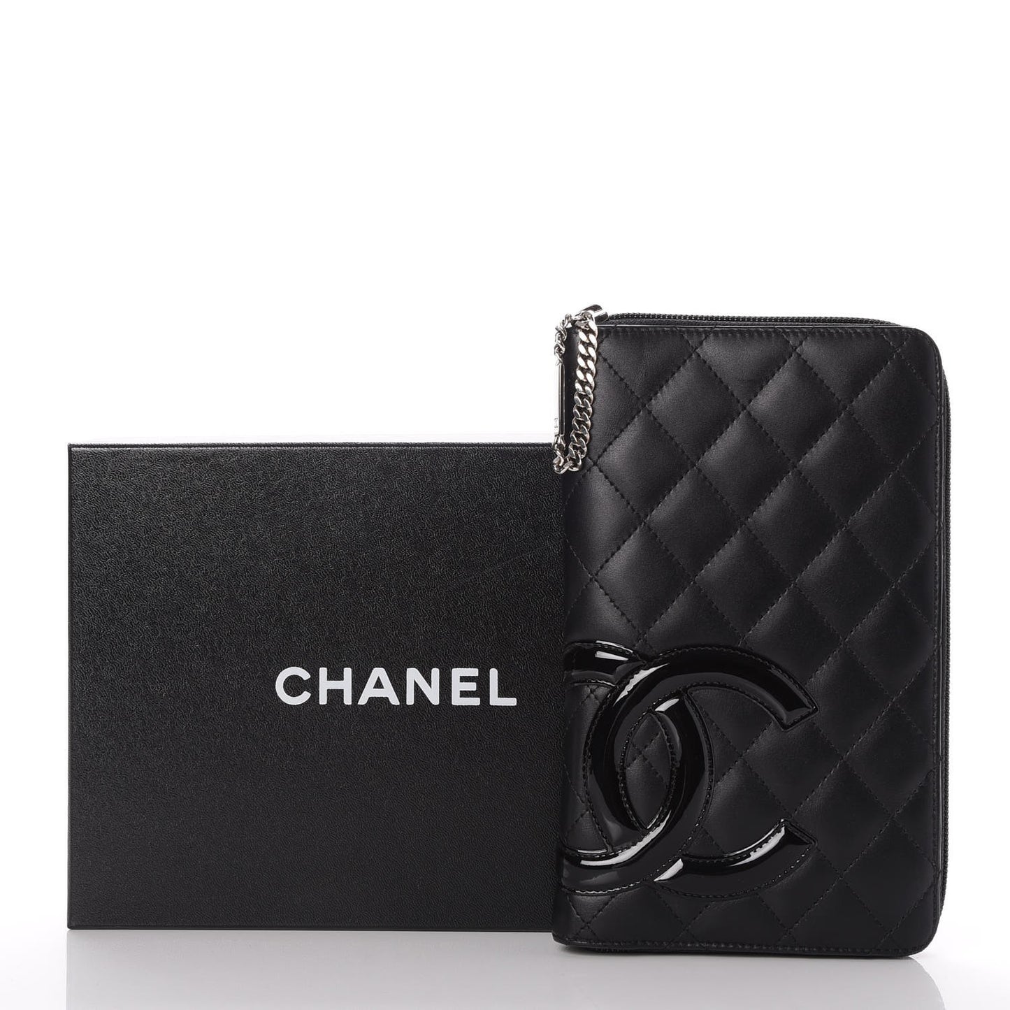 Calfskin Cambon Zip Around Organizer Wallet Black