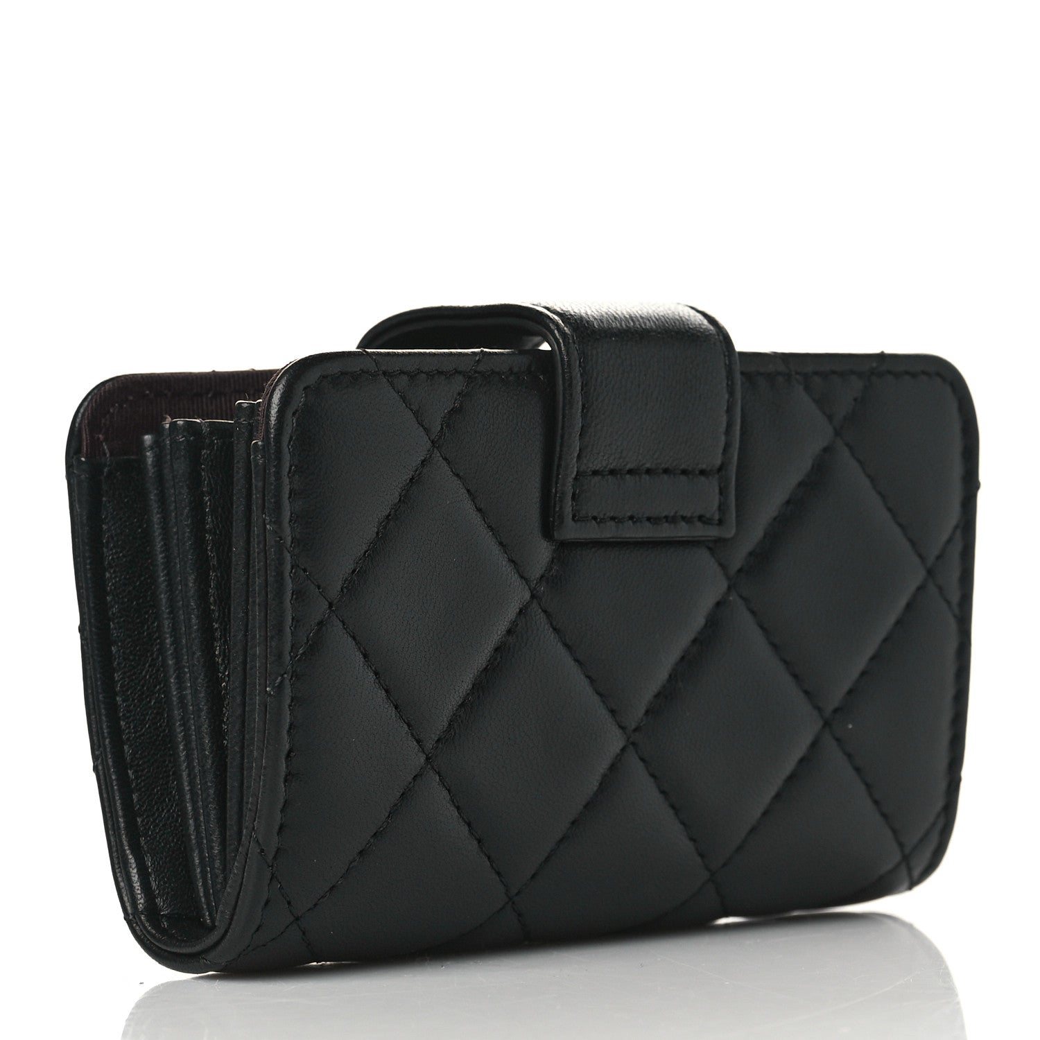 Chanel Lambskin Quilted Gusseted Card Holder Black 3 of 8