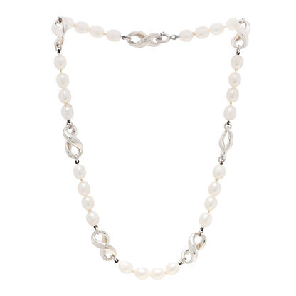 Tiffany Sterling Silver Pearl Infinity Necklace 2 of 3