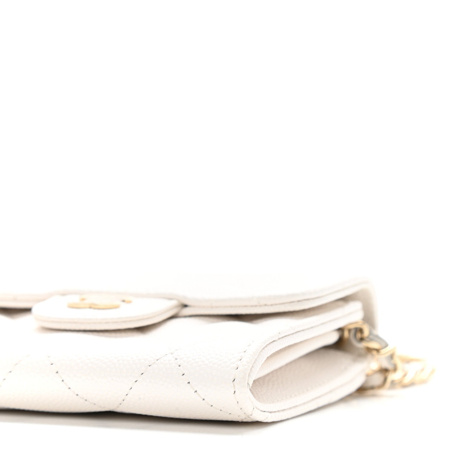 Chanel Caviar Quilted Flap Card Holder On Chain White 10 of 11